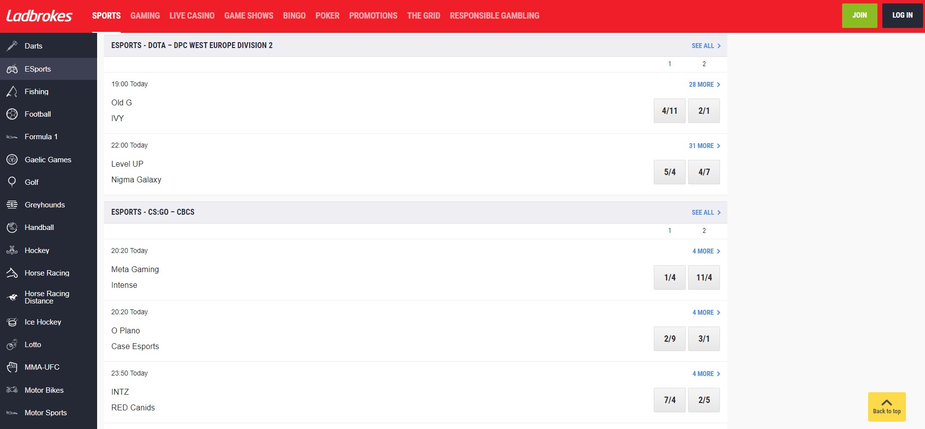 Preveiw of Ladbrokes eSport betting Preveiw of Ladbrokes eSport betting