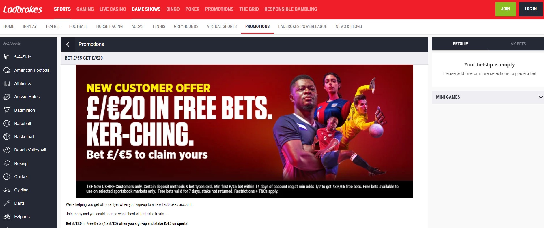 Preveiw of Ladbrokes welcome offer