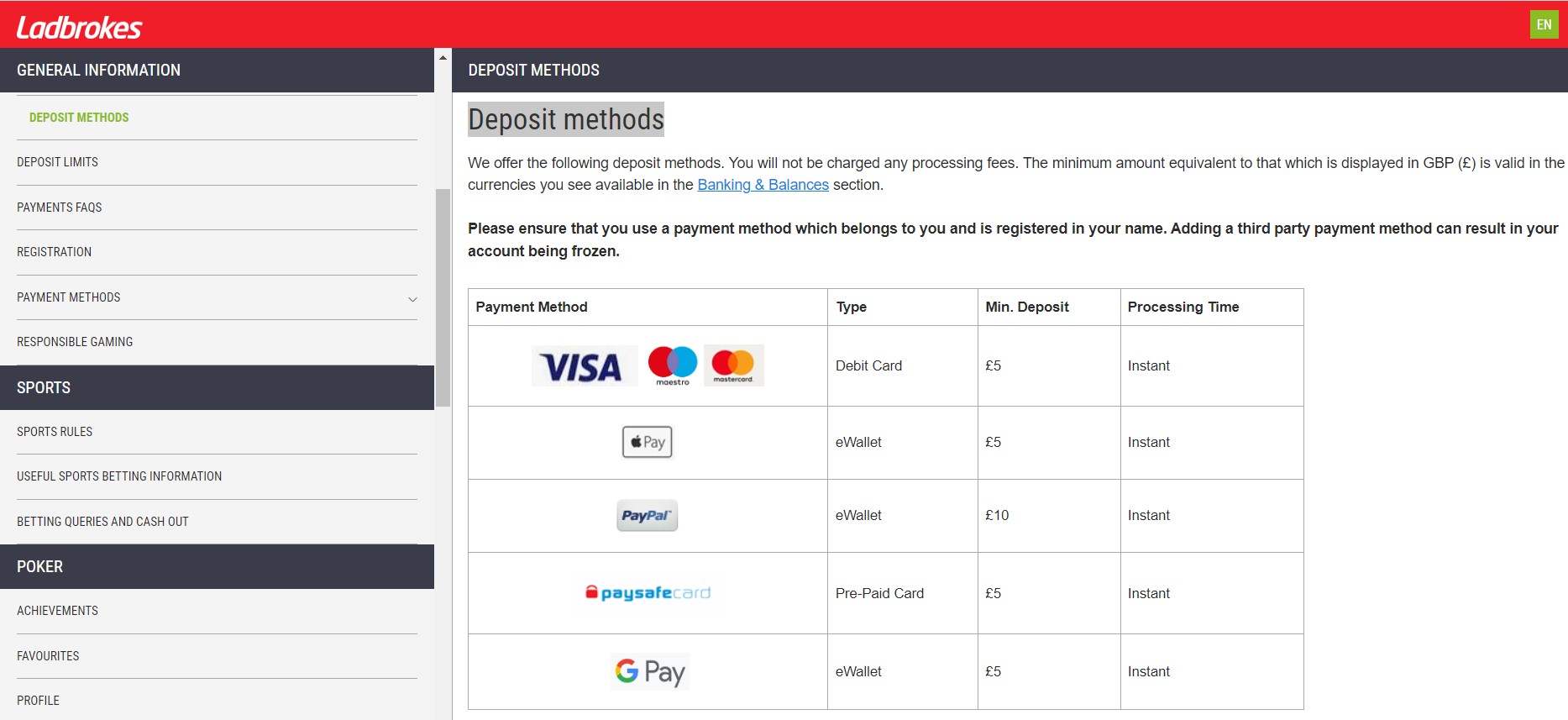 Preveiw of Ladbrokes deposit methods Preveiw of Ladbrokes deposit methods
