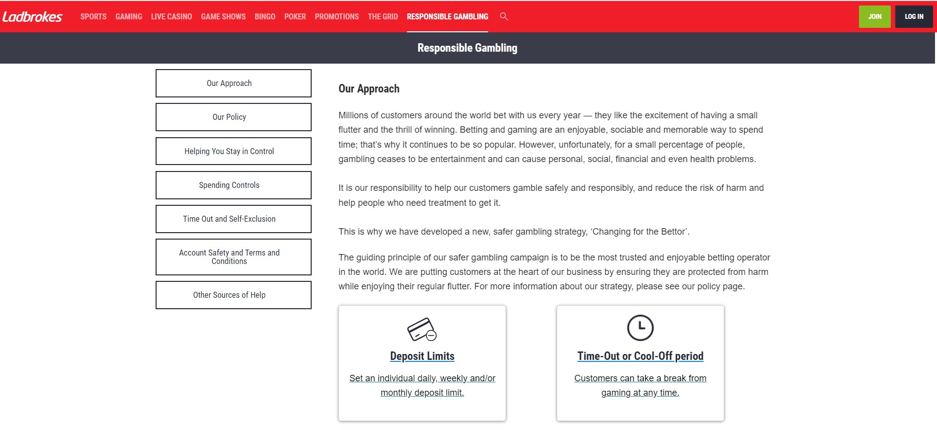 Preveiw of Ladbrokes Responsible Gambling Preveiw of Ladbrokes Responsible Gambling