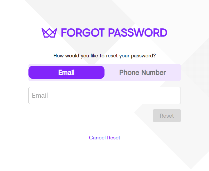 kwiff forgott password