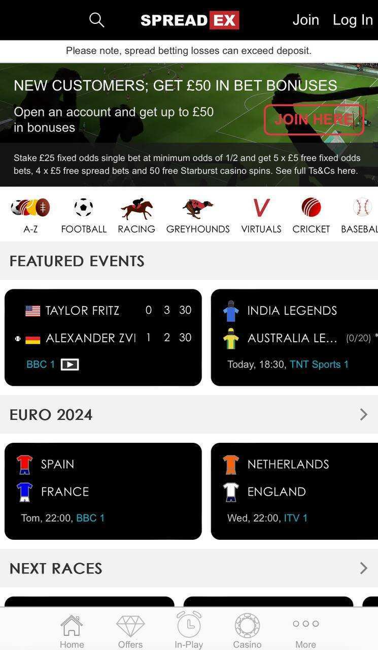 spreadex app sport